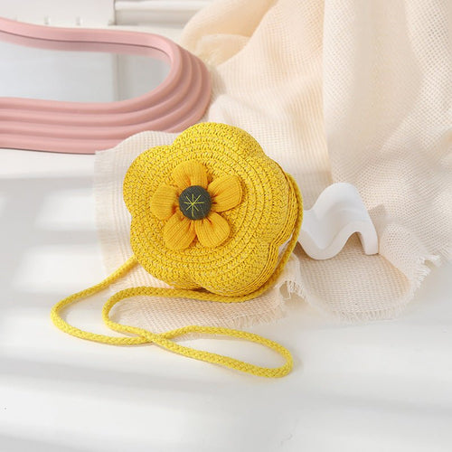 Bolso de una sola pieza para niñas: diseño de flor de crochet con flores de tela en relieve