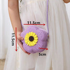 Bolso de una sola pieza para niñas: diseño de flor de crochet con flores de tela en relieve