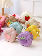 Bolso de mano con forma de flor, bordado con frutas, diseño de crochet colorido y asa de hombro veraniega para niñas