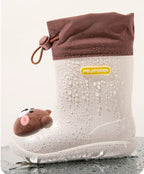 Botas de lluvia para niños con diseño de oso animado, resistentes al agua