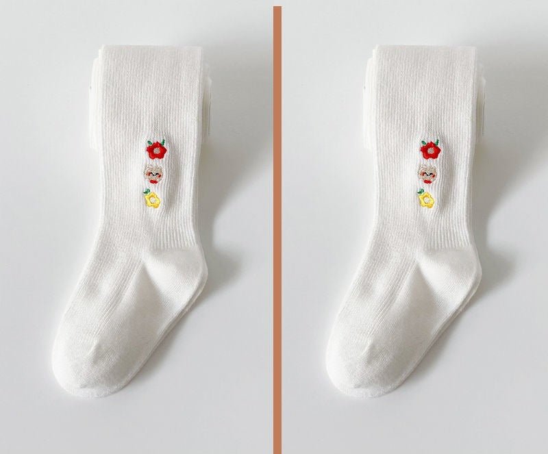 Calcetines de algodón para niñas decorados con flores