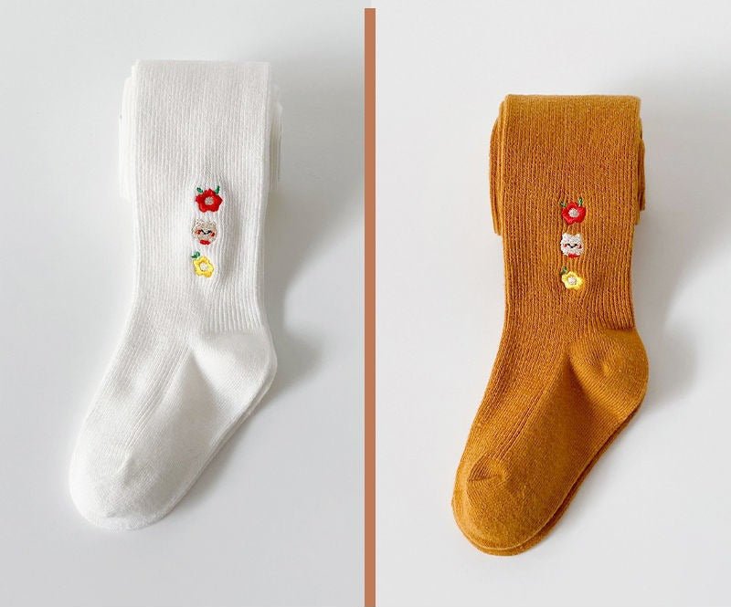 Calcetines de algodón para niñas decorados con flores