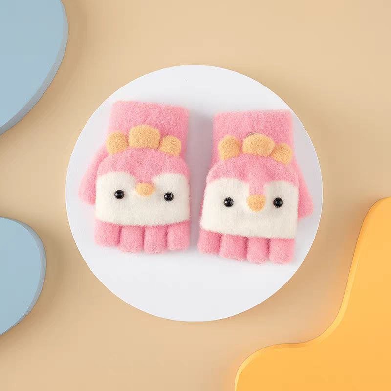 Guantes de invierno para niños con diseño de pingüino de dibujos animados (2 a 5 años)