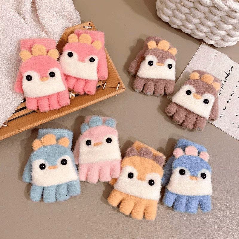 Guantes de invierno para niños con diseño de pingüino de dibujos animados (2 a 5 años)