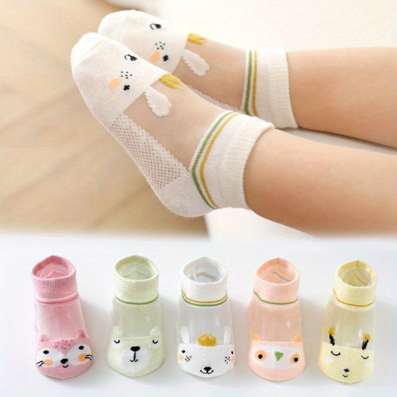 Calcetines infantiles transparentes con estampados de animales caricaturescos