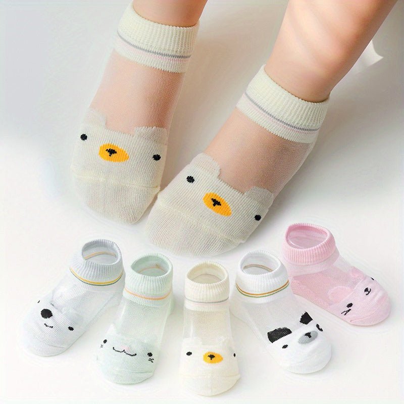 Calcetines infantiles transparentes con estampados de animales caricaturescos