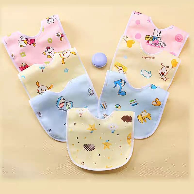 Baberos infantiles con estampados de dibujos animados – Diseño veraniego unisex