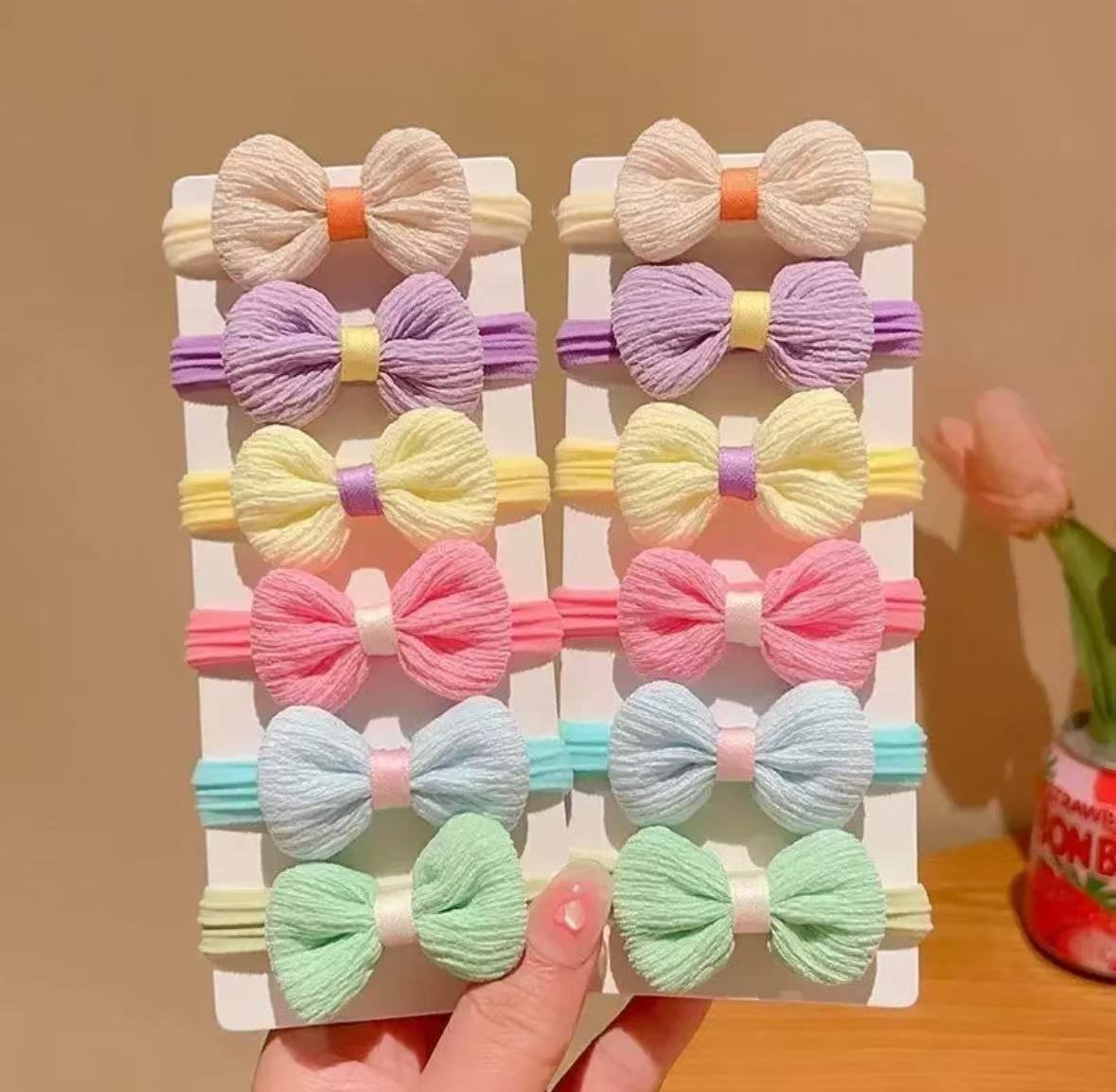 Colección de ligas para el cabello de niñas: flores y mariposas en algodón elástico, multicolor