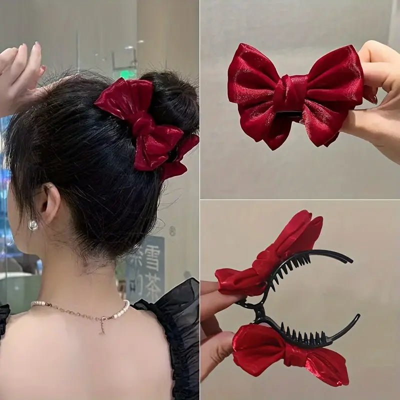 Pinzas de pelo de seda en forma de lazo – Diseño elegante para niñas