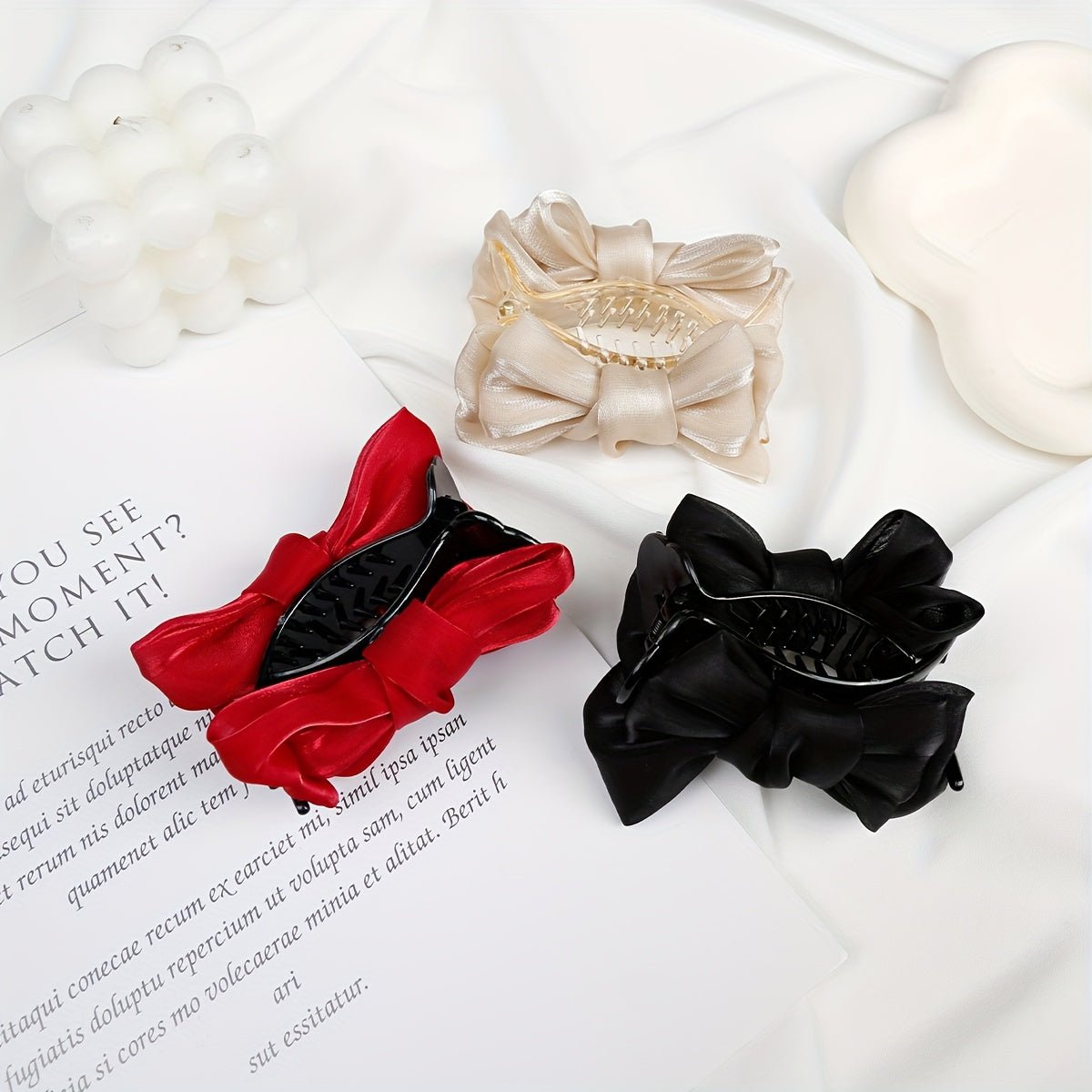 Pinzas de pelo de seda en forma de lazo – Diseño elegante para niñas