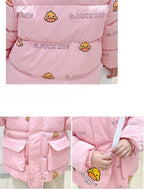 Chaqueta de invierno con capucha y estampado de patitos con diseño moderno