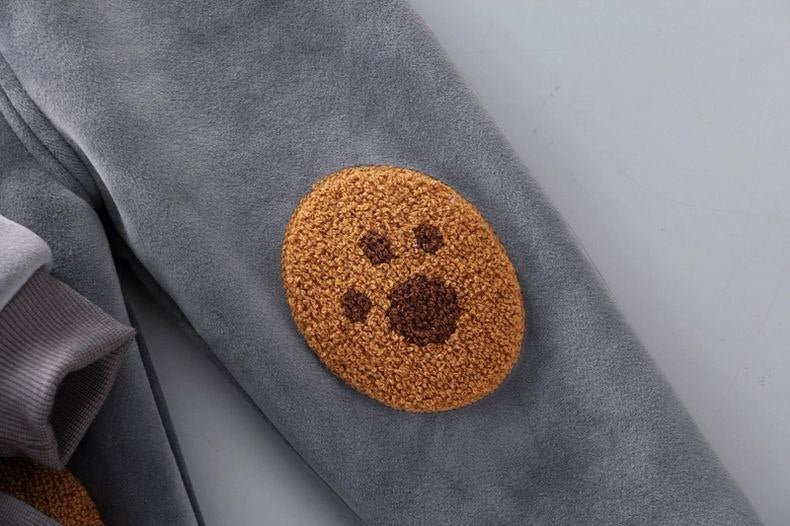 Conjunto infantil de 3 piezas con bordado de osito cálido para invierno