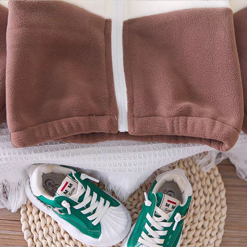 Conjunto de 2 piezas con bordado de osito, cálido de invierno para niños