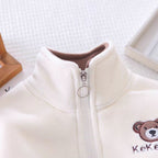 Conjunto de 2 piezas con bordado de osito, cálido de invierno para niños