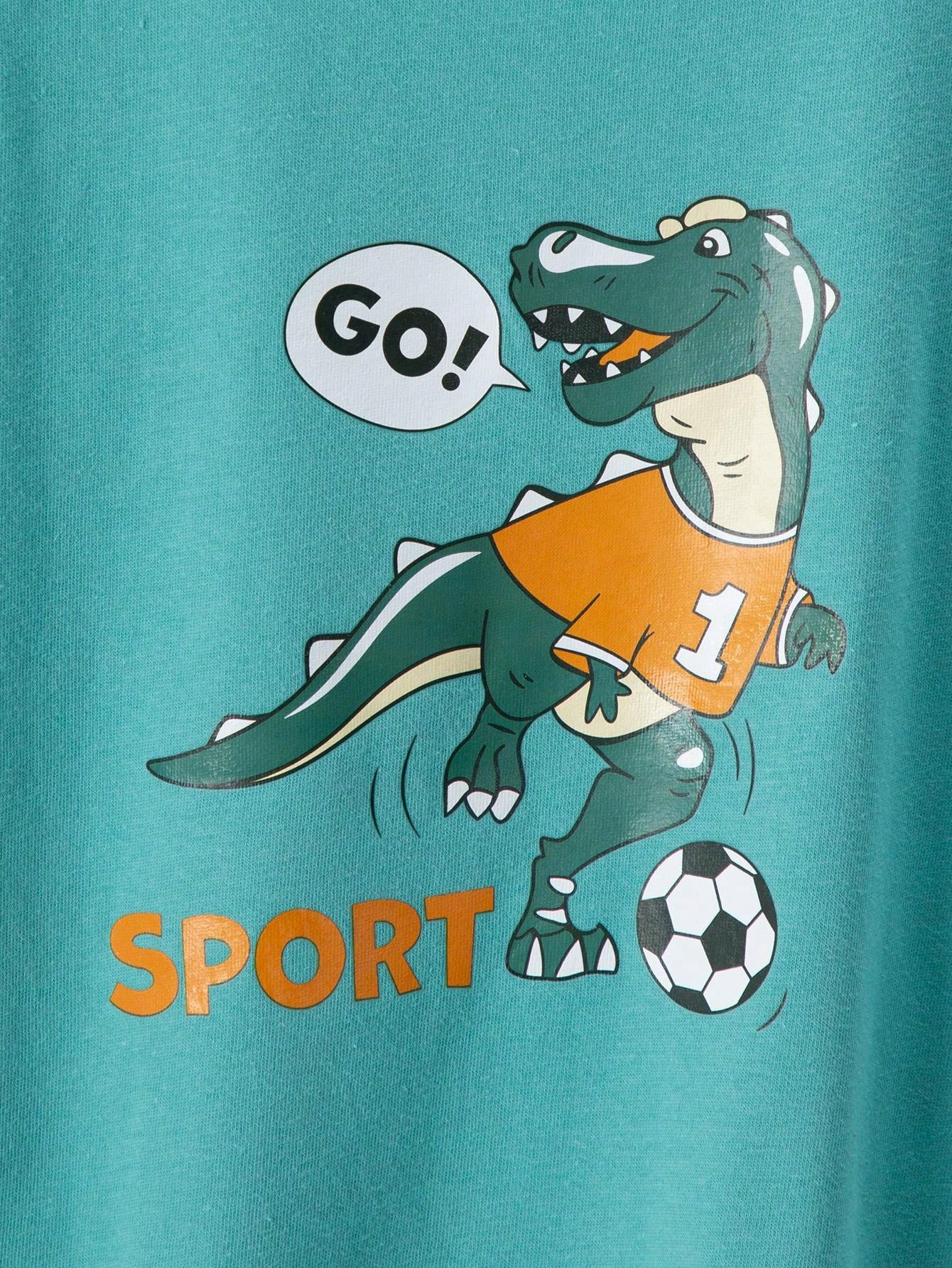 Conjunto de verano de dos piezas para niños, sin mangas, con estampado de dinosaurio