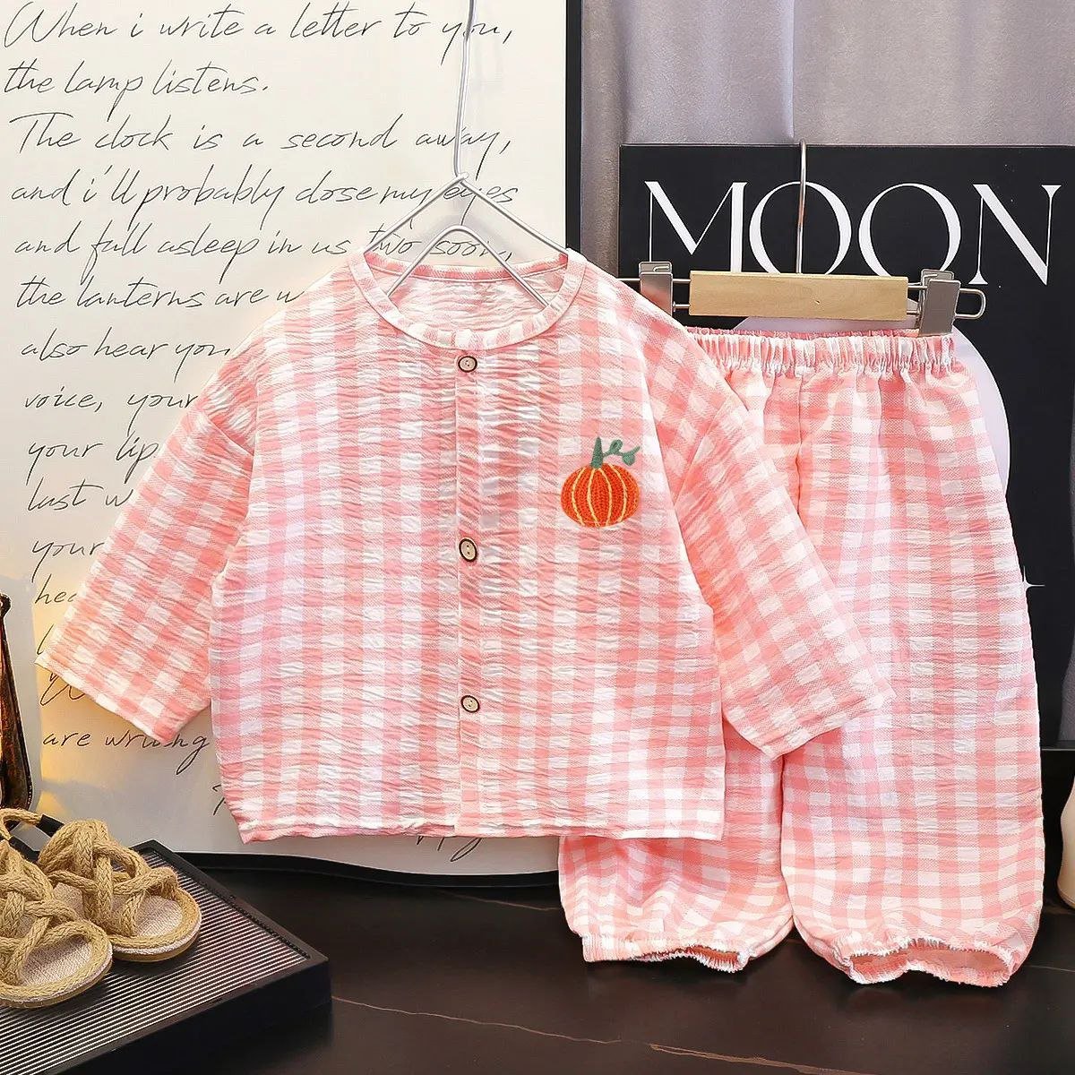 طقم النوم خفيف من قطعتين قطني كارو للاطفال صيفي