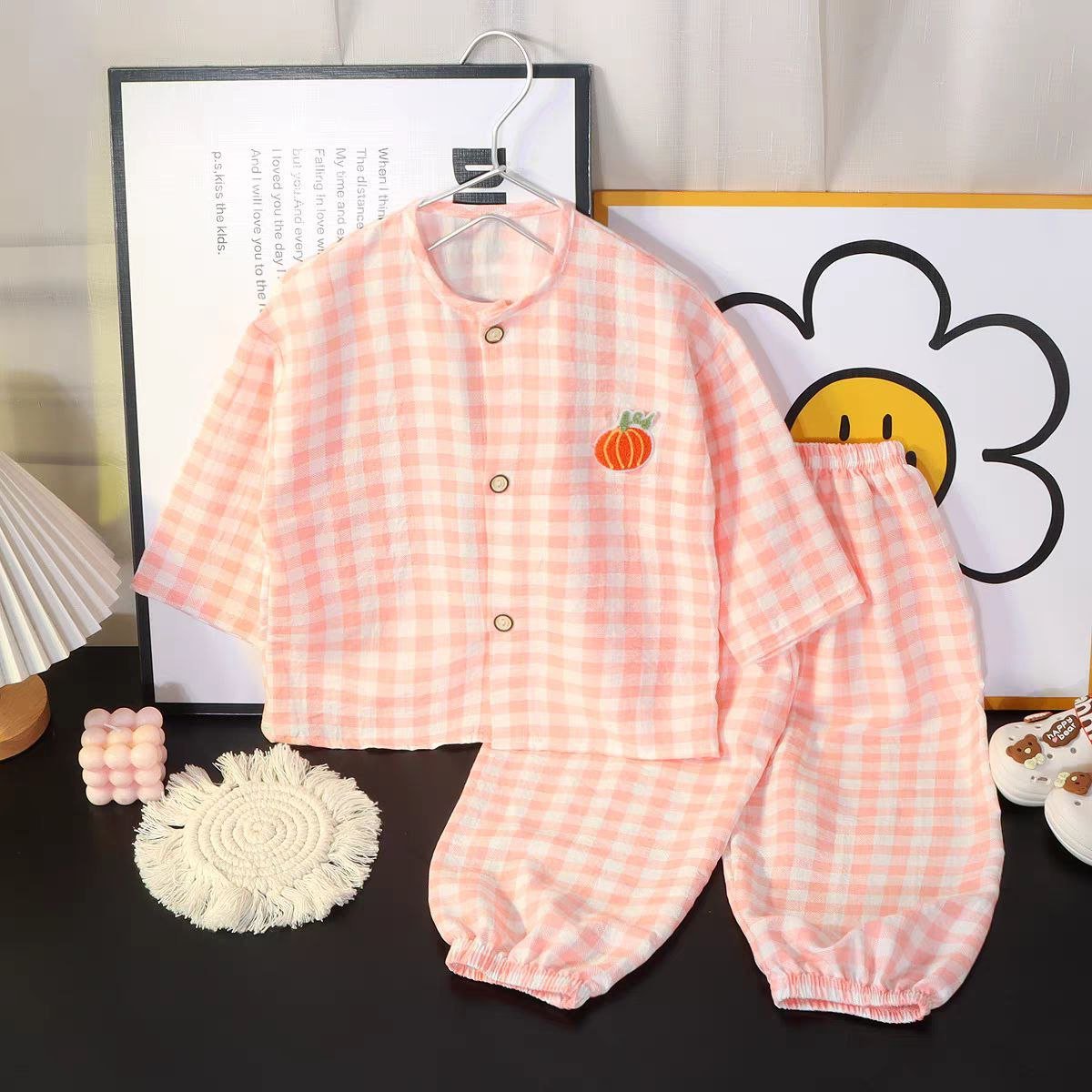 طقم النوم خفيف من قطعتين قطني كارو للاطفال صيفي