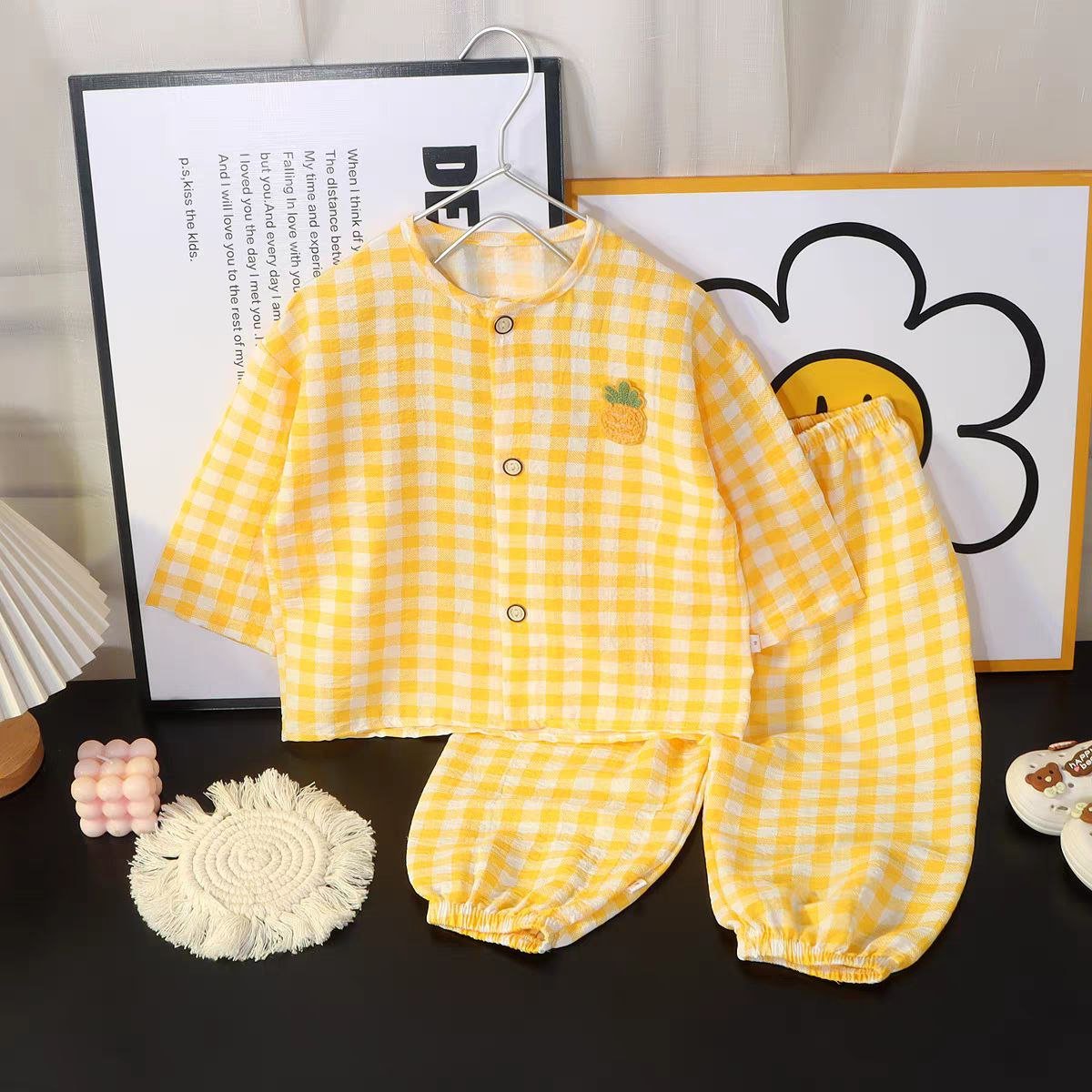 طقم النوم خفيف من قطعتين قطني كارو للاطفال صيفي