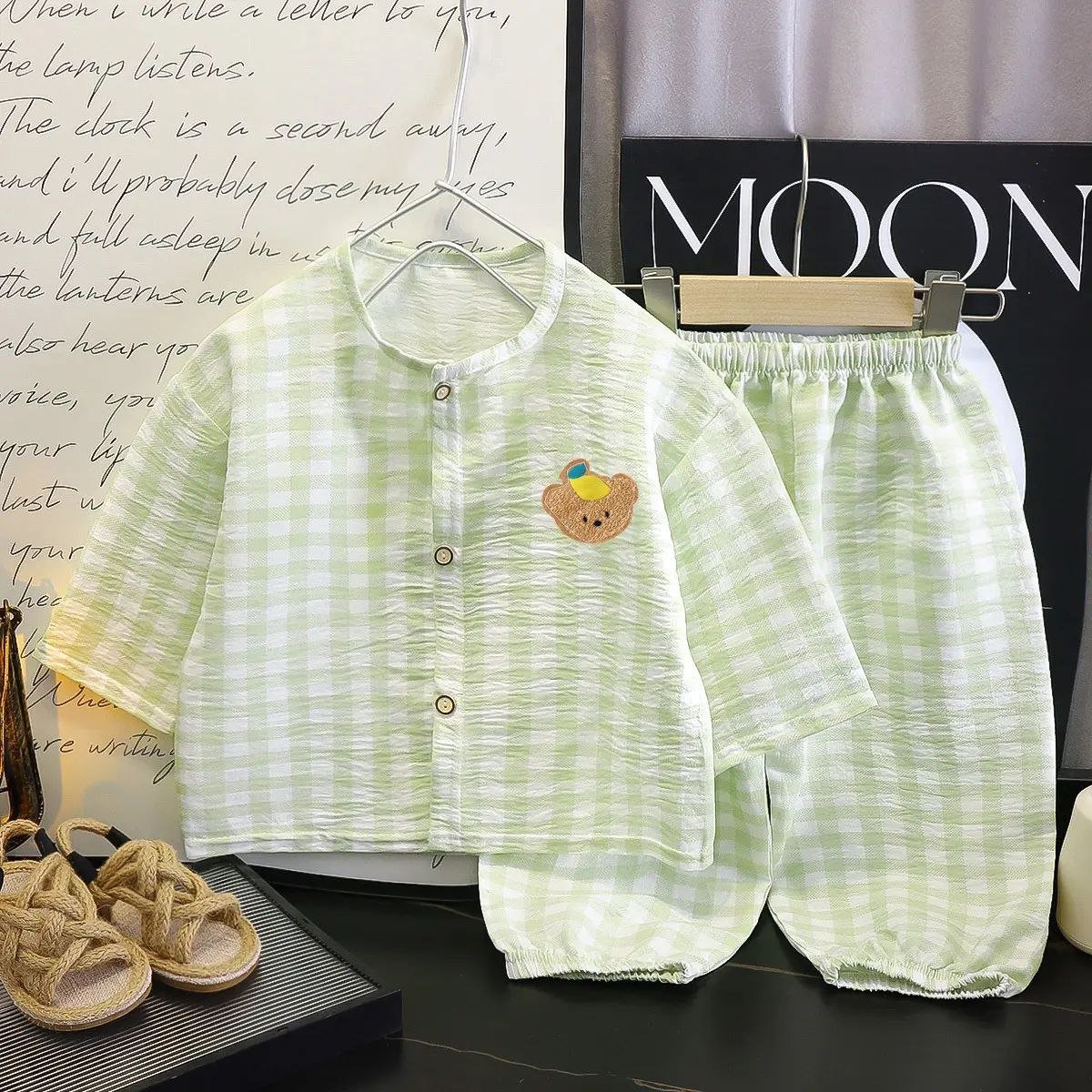 طقم النوم خفيف من قطعتين قطني كارو للاطفال صيفي