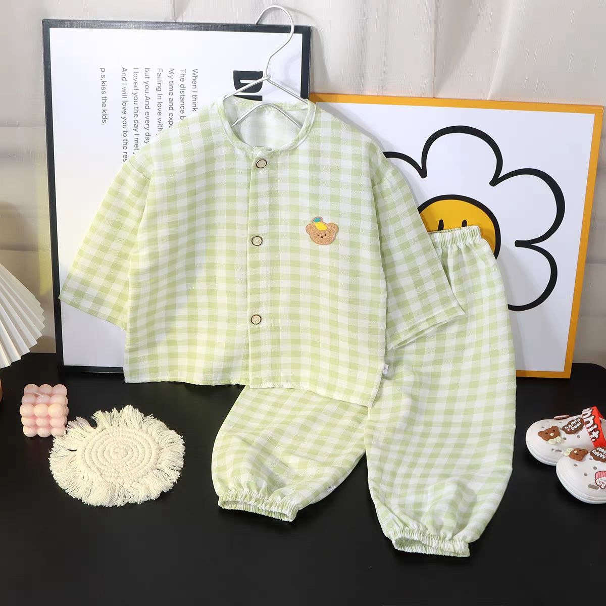 طقم النوم خفيف من قطعتين قطني كارو للاطفال صيفي