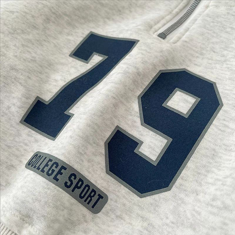 Conjunto infantil de invierno de 2 piezas estilo deportivo con estampado de número